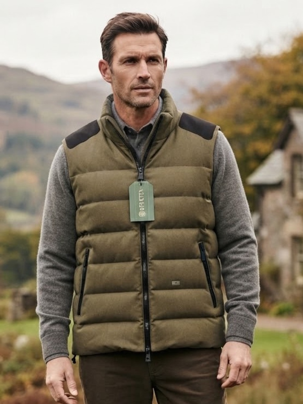 Beretta Terragon Italian Olive Green Quilted Hunting Down Fill Cotton Vest
